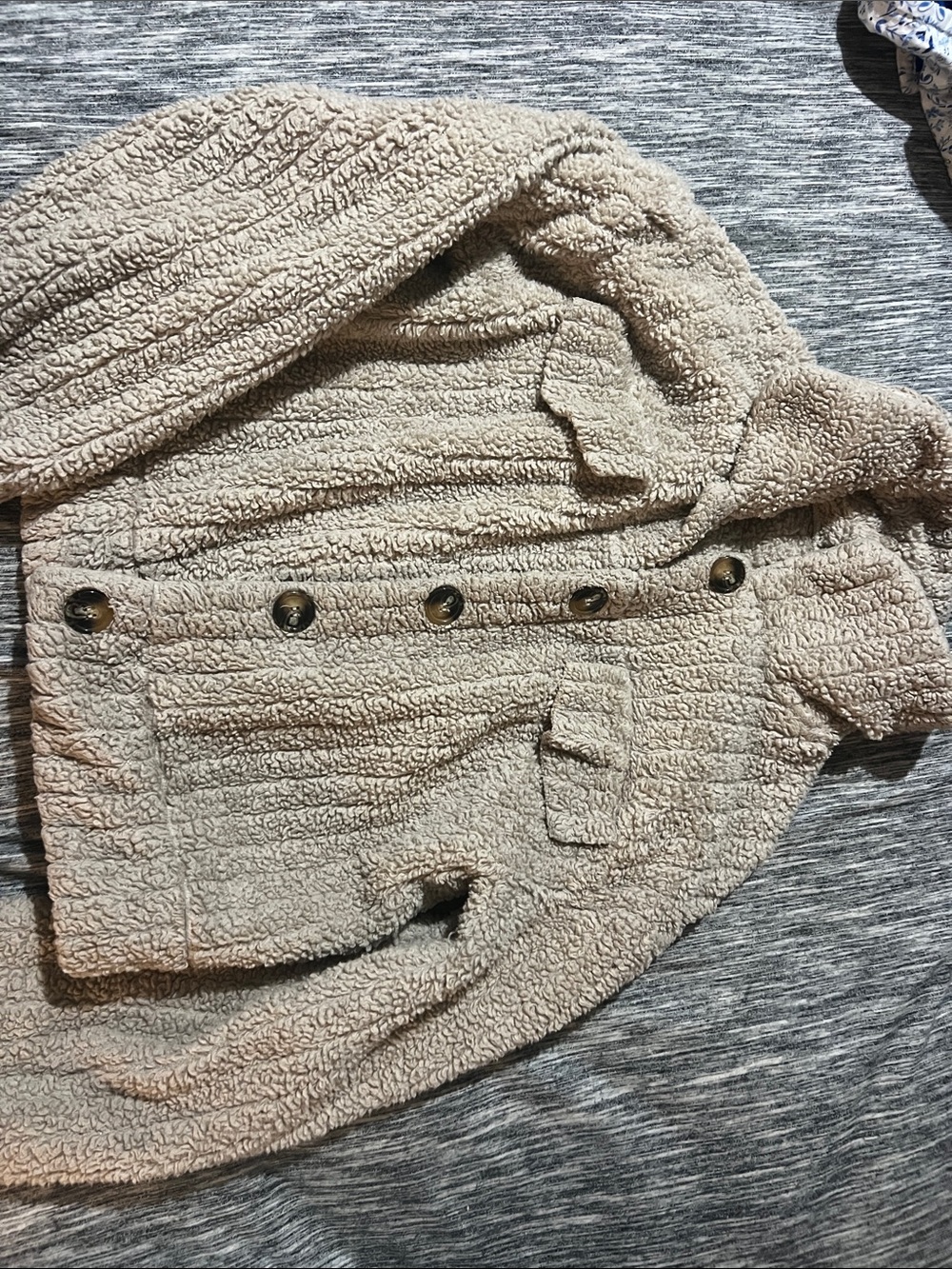 Cozy Beige Teddy Button-Up Jacket